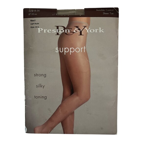 Vintage Preston & York Support Pantyhose Size 2 Light Nude Style 1914 | Sheer To - Picture 1 of 3